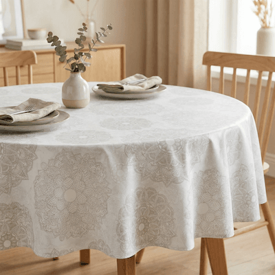 Comprar Mantel de Hule MANDALAS BLANCO PVC Protegido