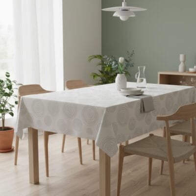 Comprar Mantel de Hule ESPIRAL BLANCO PVC