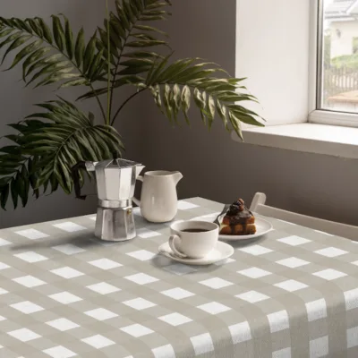 Comprar Mantel de hule CUADROS BEIGE PVC
