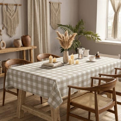 Comprar Mantel de hule CUADROS BEIGE PVC